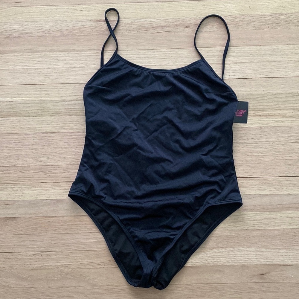 NWT Victorias Secret Swim One Piece Black bathing suit with sexy back detailing